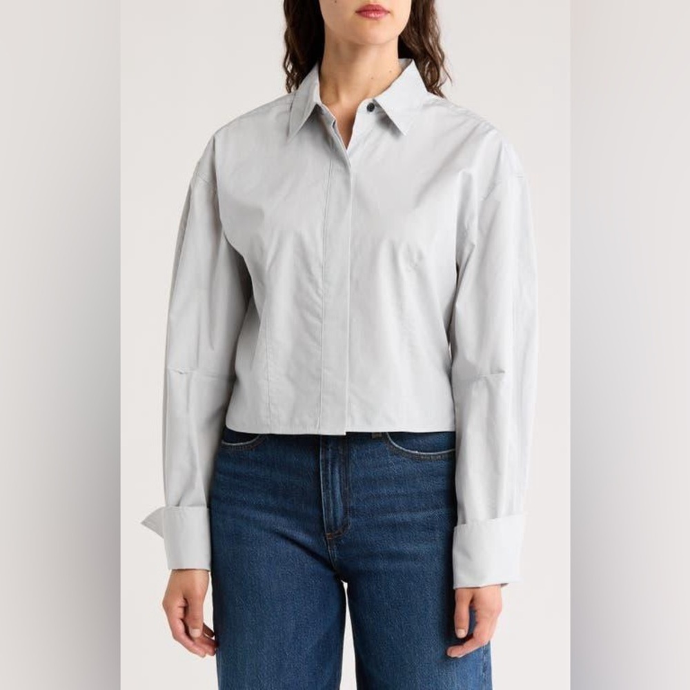 Rag & Bone Becca Crop Poplin Button-Up Shirt
(Size Small)